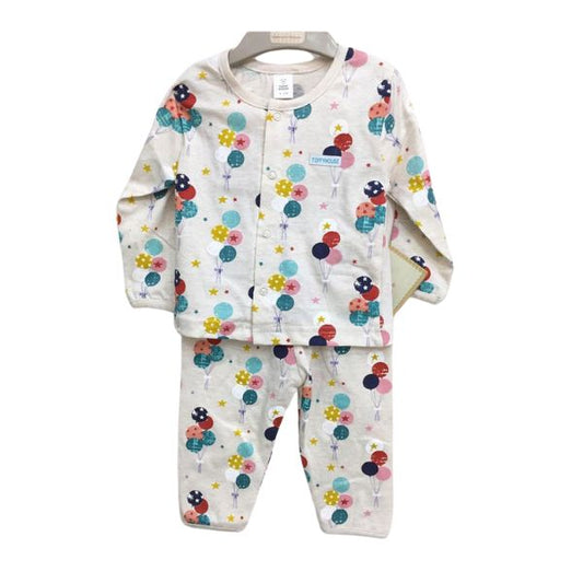 Baby Cotton Pajama Set – Balloon Print Long Sleeve & Pants Sleepwear