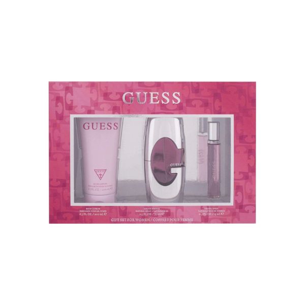 Guess Pink 3 Pieces Gift Set For Women - 75 ml EDP+ 200 ml Body Lotion +15 ml Travel Spray